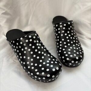 Sanita Black and White Polka Dot Clogs